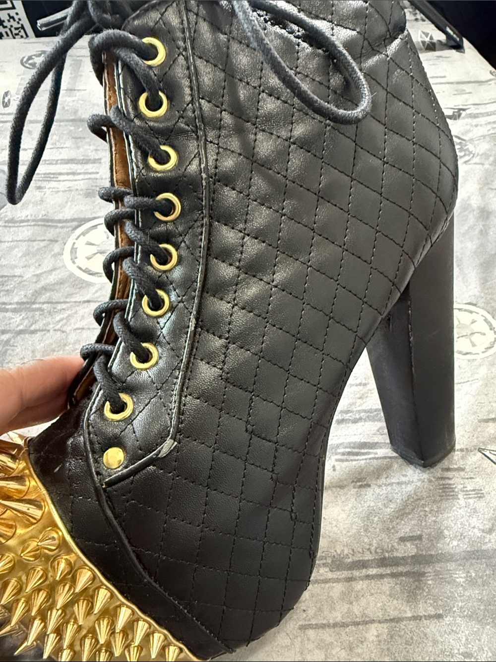 JEFFEREY CAMPBELL CROWN SPIKED LITAS VEGAN LEATHER SZ 8 - Picture 5 of 11